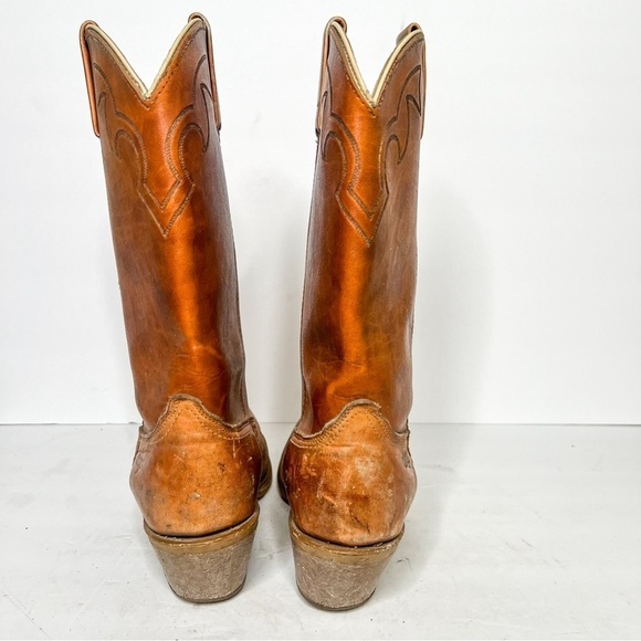 VTG Dingo Brown Leather Cowboy Western Boots Size 9 Men’s - Picture 3 of 6